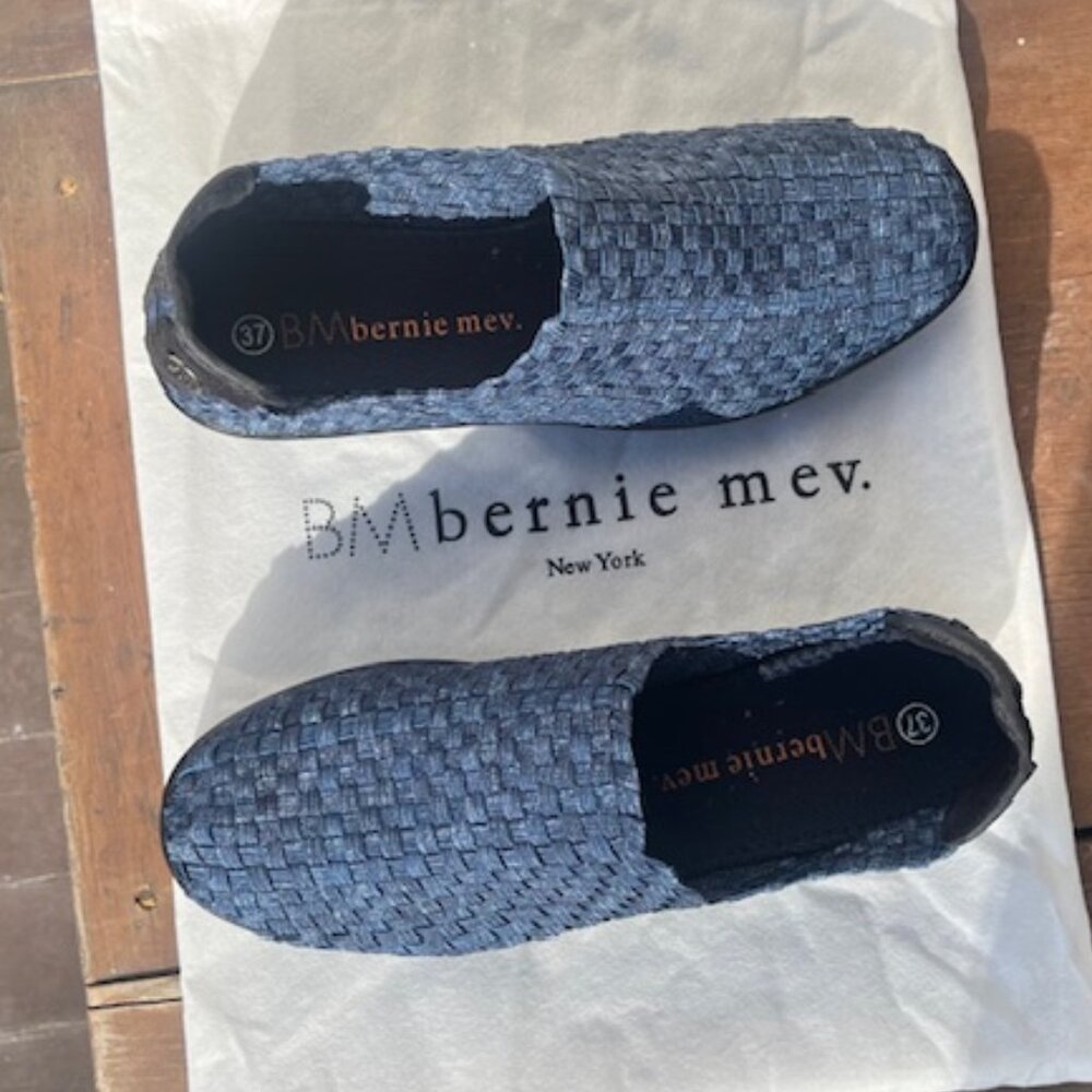Bernie Mev Blue Smooth Cha Cha Woven Slip-Ons - Picture 7 of 12